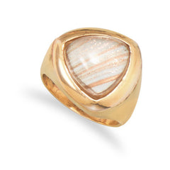14 Karat Gold Plated Brass Imitation Sunstone Ring