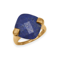 14 Karat Gold Plated Brass Ring with Lapis