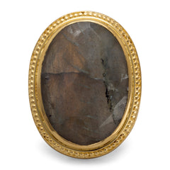14 Karat Gold Plated Brass Ring with Labradorite