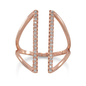 14 Karat Rose Gold Plated CZ Bar Fashion Ring