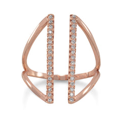 14 Karat Rose Gold Plated CZ Bar Fashion Ring