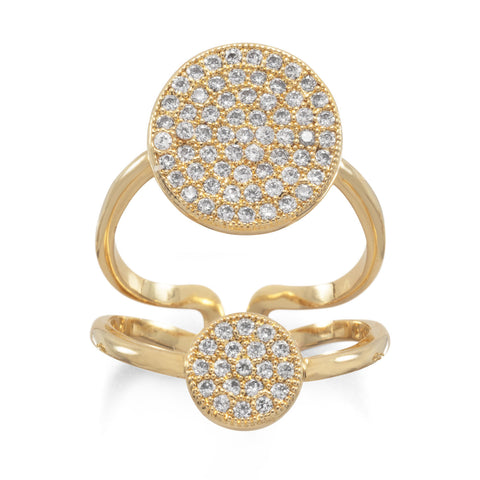 14 Karat Gold Plated Double CZ Circle Fashion Ring