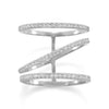 Rhodium Plated CZ Three Row Fashion Ring