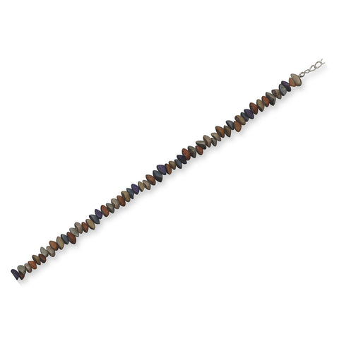 9"+1" Extension Multicolor Buri Wood Seed Bead Fashion Anklet