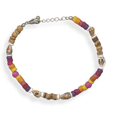 Multicolor Wood Bead Anklet