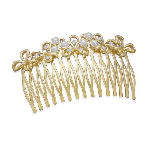 3" Multistone 14 Karat Gold Plated Fashion Hair Comb