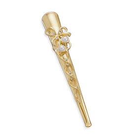 Multistone 14 Karat Gold Plated Fashion Hair Clip
