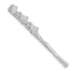 Silver Plated Fashion Bobby Pin with Crystal Flowers