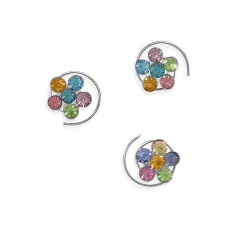 Set of 6 Multicolor Crystal Flower Fashion Hair Spins