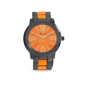 Orange and Gunmetal Tone Fashion Watch