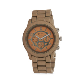 Taupe Silicone Coated Metal Fashion Watch