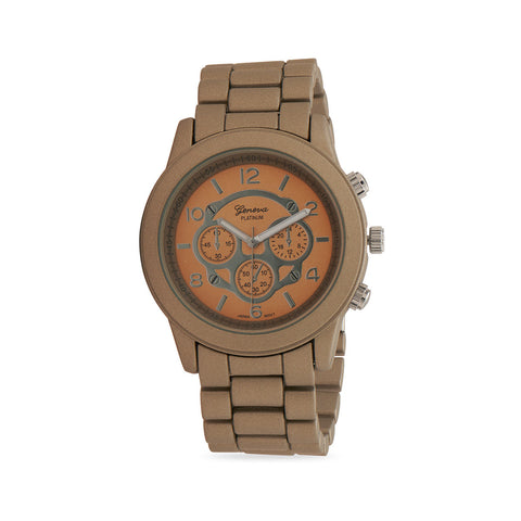 Taupe Silicone Coated Metal Fashion Watch
