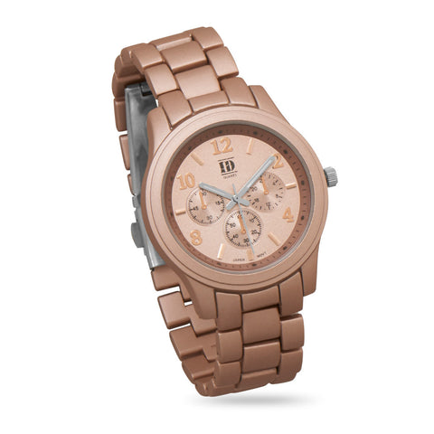 Rose Tone Silicone Coated Metal Fashion Watch
