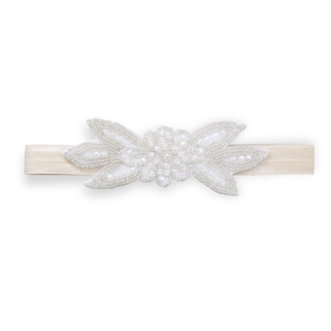 Ivory Fashion Headband with Crystal Embellished Flower