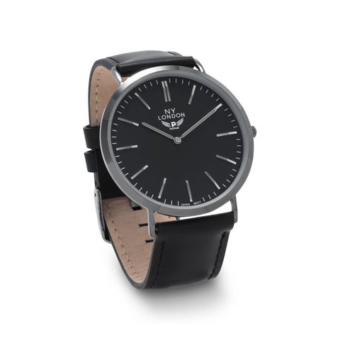 Black Leather Men's Fashion Watch