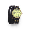 Black Leather Fashion Wrap Watch with Oversized Numbers