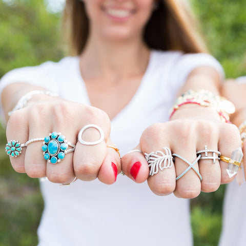 Oxidized Reconstituted Turquoise Ring