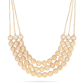 Multirow Champagne Disk Fashion Necklace