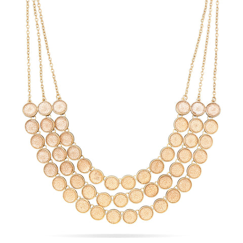Multirow Champagne Disk Fashion Necklace