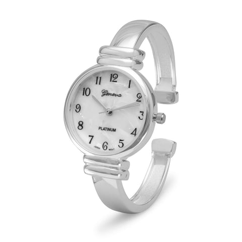 Polished Thin Band Hinged Fashion Cuff Watch